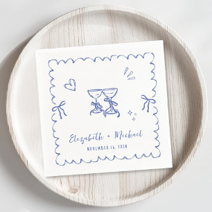 Whimsical Blue Wavy Lijst bruiloft Servet