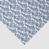 Whimsical Blue White Bunny Rabbit Floral Easter Tissuepapier (Detail)