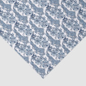 Whimsical Blue White Bunny Rabbit Floral Pattern Tissuepapier (Detail)