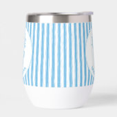 Whimsical Blue White Stripe Preppy Monogram (Gauche)