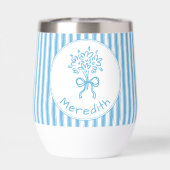 Whimsical Blue White Stripe Preppy Monogram (Arrière)