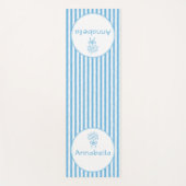 Whimsical Blue White Stripe Preppy Monogram Yogamat (Voorkant)