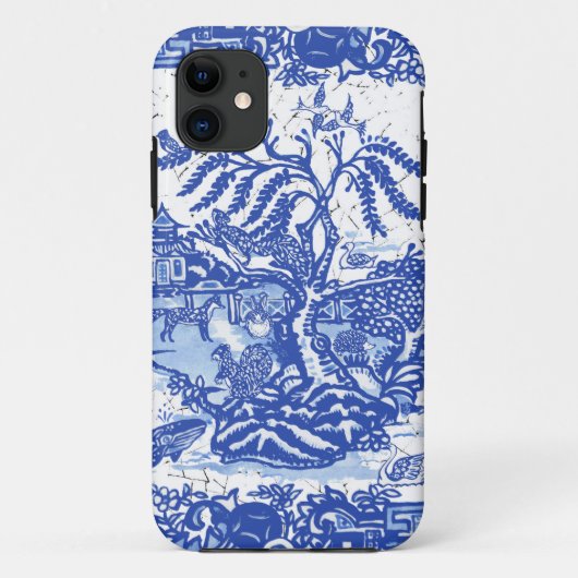 Whimsical Blue Willow Isle of Animals Fox Rabbit Case-Mate iPhone Case (Achterkant)