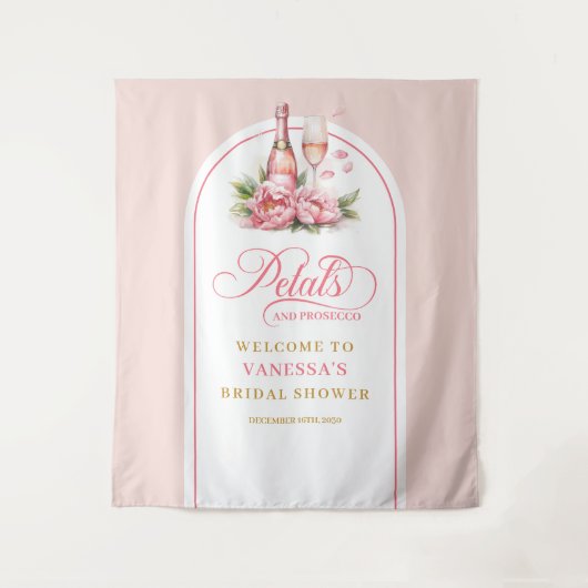 Whimsical blush and gold bridal shower backdrop wandkleed (Voorkant)