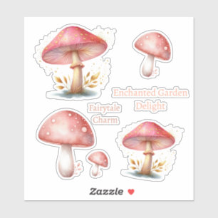 Whimsical Blush Enchanted Mushrooms Nieuw adres Sticker