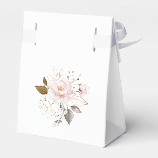 Whimsical Blush Gold Flowers Monogram Weddenschap Bedankdoosjes (Achterkant)