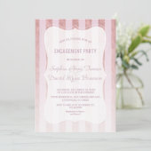 Whimsical Blush Roos Gold Stripes Engagement Party Kaart (Staand voorkant)