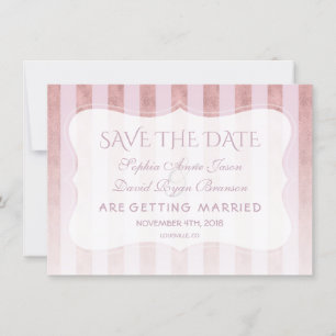 Whimsical Blush Roos Gold Stripes Wedding Save The Date