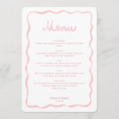 Whimsical Blush Roze Wit Wavy Lijst bruiloft Menu (Voorkant)