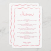 Whimsical Blush Roze Wit Wavy Lijst bruiloft Menu (Voorkant / Achterkant)