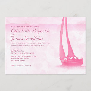 Whimsical Boats Wedding Invitations Kaart
