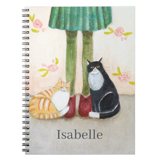 Whimsical boekcover stijl kat minnaar aangepaste n notitieboek (Voorkant)