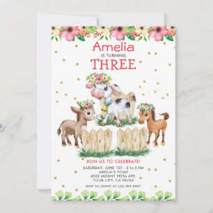 Whimsical Boerderij Animal Birthday Party Invitati Kaart