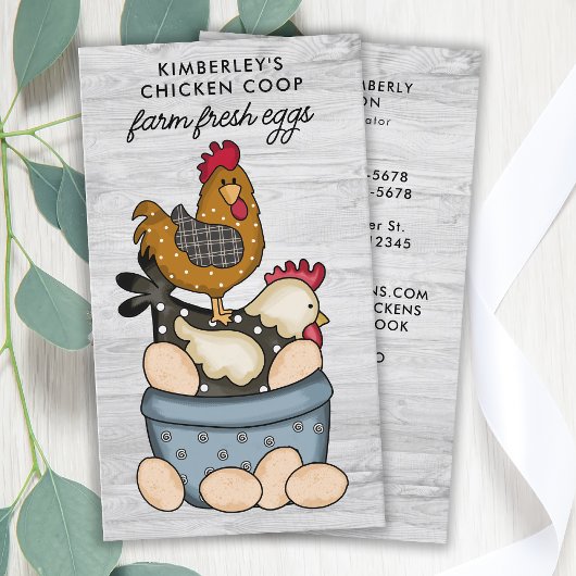 Whimsical Boerderij Fresh Eggs Chicken QR Code Visitekaartje