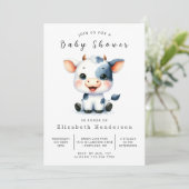 Whimsical Boerderij Koe Baby shower Kaart (Staand voorkant)