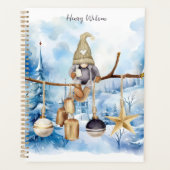 Whimsical Boerderij Winter Lady Gnome op Blauw Planner (Voorkant)