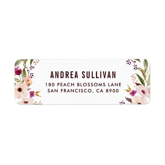 Whimsical Bohemian Flowers Return Address Label (Voorkant)