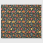 Whimsical Boho Autumn Leaves on Black Cadeaupapier (Vlak)