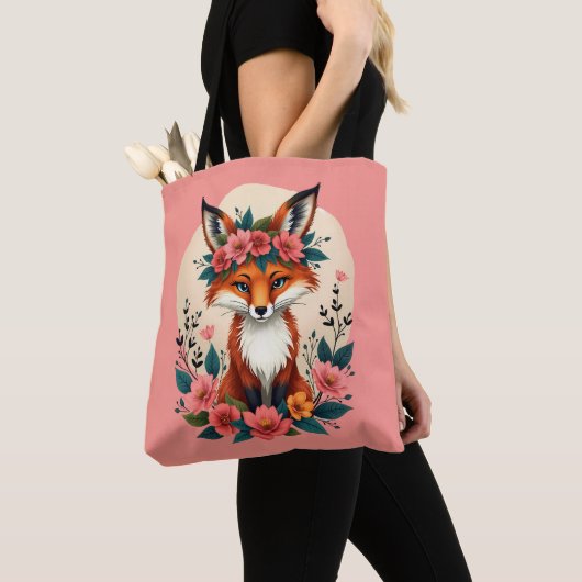 Whimsical Boho Fox met Floral Crown Woodland Draagtas (Dichtbij)
