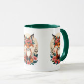 Whimsical Boho Fox met Floral Crown Woodland Mok (Voorkant rechts)