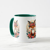 Whimsical Boho Fox met Floral Crown Woodland Mok (Voorkant links)