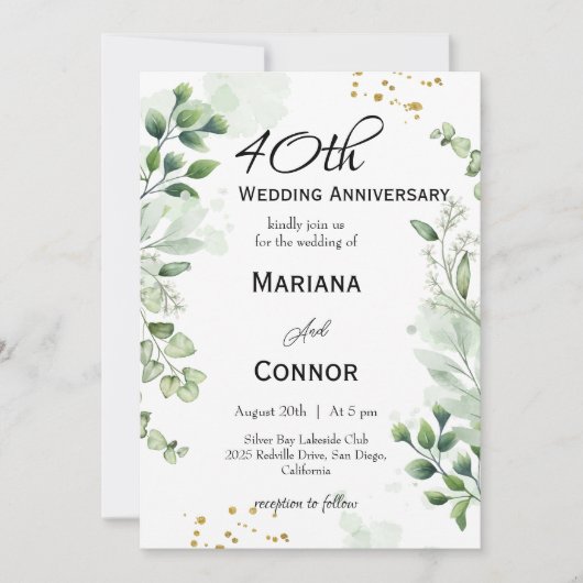 Whimsical Boho Greenery Wedding Jubileum Kaart (Voorkant)