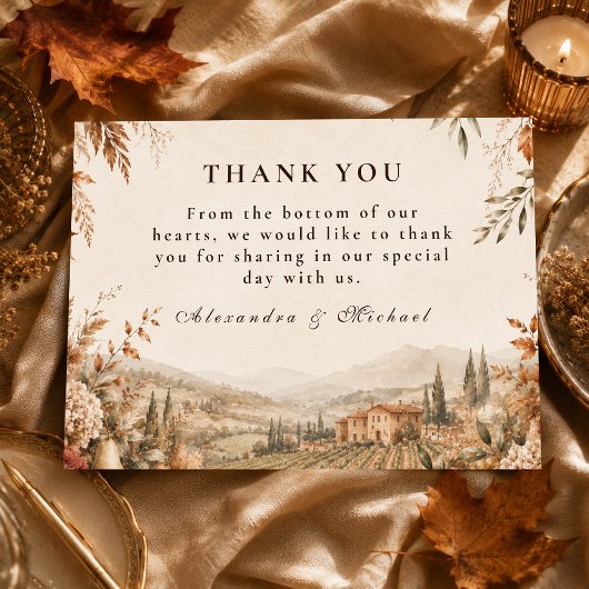 Whimsical Boho Herfst Bruiloft Bedankkaart