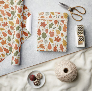 Whimsical Boho Herfstbladeren Watercolor Cadeaupapier