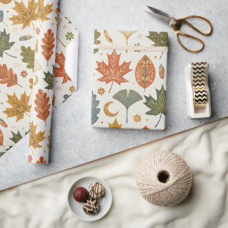 Whimsical Boho Herfstbladeren Watercolor Cadeaupapier