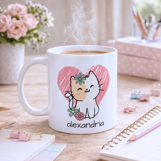 Whimsical Boho Kat Monogram Koffiemok