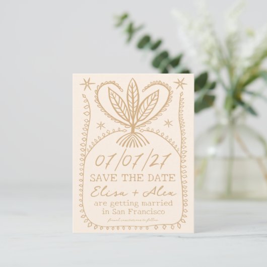 Whimsical Boho Lijst Elegant SAVE THE DATE CUSTOM Uitnodiging Briefkaart (Staand voorkant)
