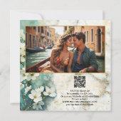 Whimsical Boho Marmer Bloemen Alles in een Bruilof Kaart (Achterkant)