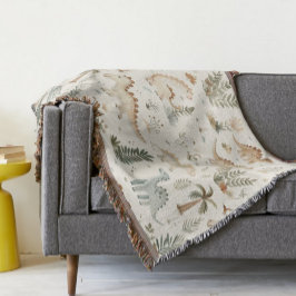 Whimsical Boho Oerwoud Dinosauruspatroon Deken