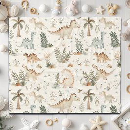 Whimsical Boho Oerwoud Dinosauruspatroon Fleece Deken