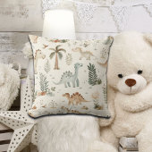 Whimsical Boho Oerwoud Dinosauruspatroon Kussen