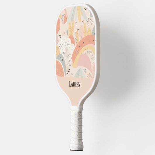 Whimsical Boho Pastel Gepersonaliseerde Abstracte Pickleball Paddle (Links)