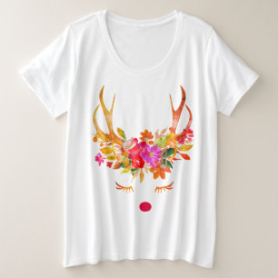 Whimsical Boho Rendier Kerstliefde Grote Maat T-shirt