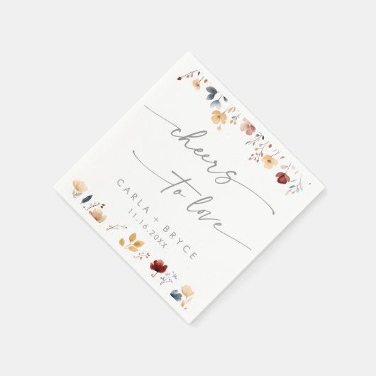 Whimsical Boho Wildflower Cheers to Love Wedding Servet (Hoek)
