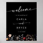 Whimsical Boho Wildflower DIY Wedding Welcome Sign Poster (Voorkant)