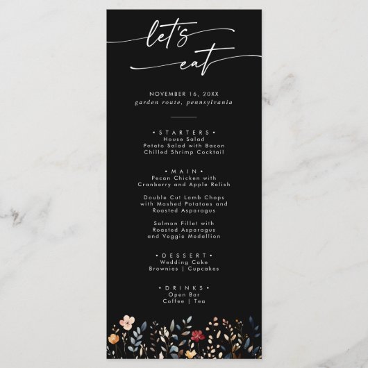 Whimsical Boho Wildflower Thank You and Wedding Menu (Voorkant)