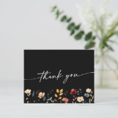 Whimsical Boho Wildflower Wedding Thank You Briefkaart (Staand voorkant)