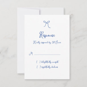 Whimsical boog frans blauw bruiloft RSVP kaartje