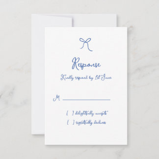 Whimsical boog frans blauw bruiloft RSVP kaartje