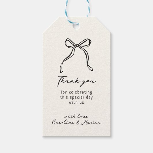 Whimsical boog, hand getrokken bruiloft dank u cadeaulabel (Voorkant)