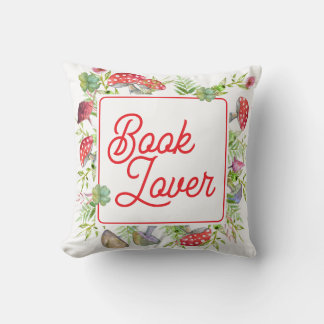 Whimsical Book Lover Mushroom Throw Pillow Kussen