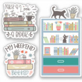Whimsical Book Lover's Sticker Set (Voorkant)