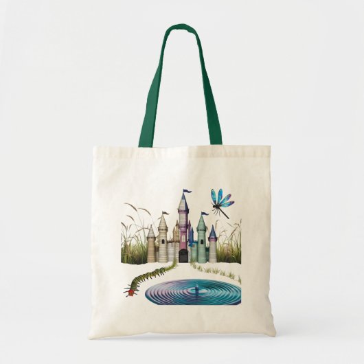 Whimsical Book Page Castle Tote Bag – Enchanted (Devant)