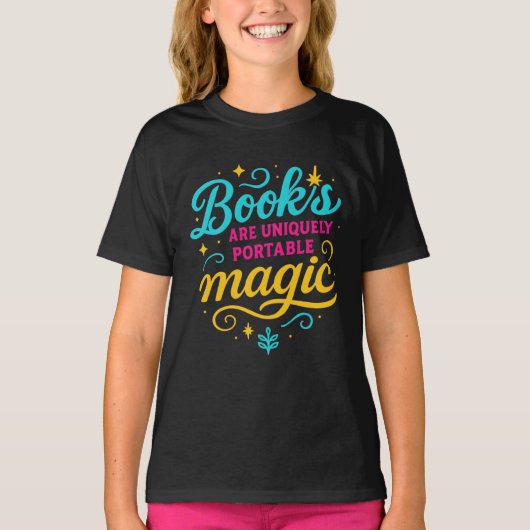 Whimsical “Books Are Magic” Quote T-Shirt for Read (Voorkant)