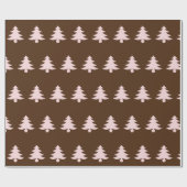 Whimsical Bord Roze Kerstbomen op Bruin Cadeaupapier (Vlak)