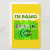 Whimsical Bored maar Thinking of You Briefpapier (Voorkant / Achterkant)